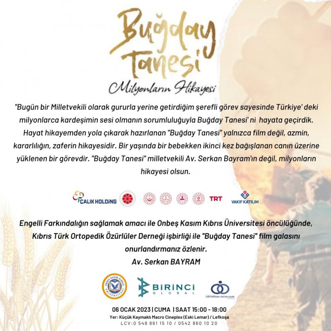 « Buğday Tanesi » serai projeté au Küçük Kaymaklı Macro Cineplex le vendredi 6 janvier 2023